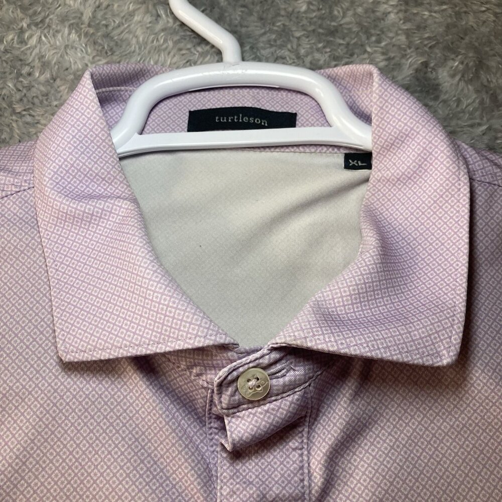 Turtleson Polo Golf Shirt Mens Purple With Geo Design Short Sleeve Men's XL. - Picture 1 of 7